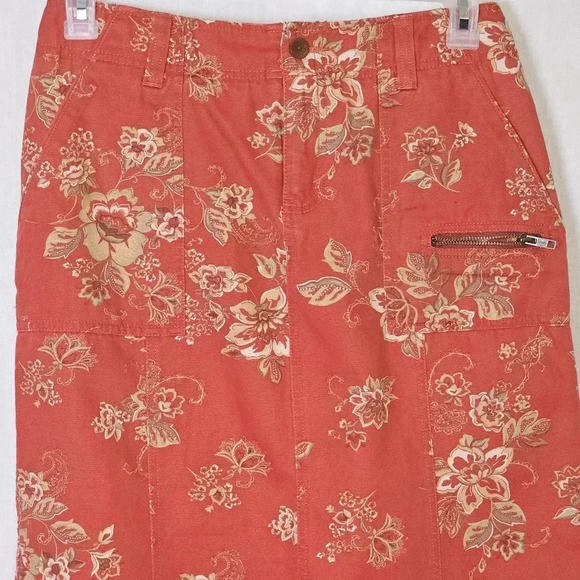 Eddie Bower Floral Skirt SZ 6 Red,Front/ Back Cargo Pockets,Peasant,Pairiecore - Picture 2 of 13